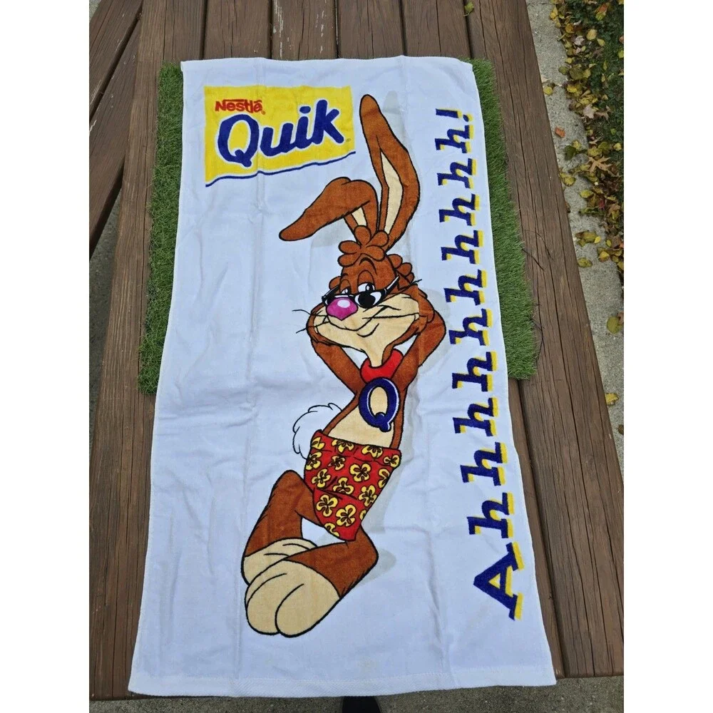 VTG NOS Nestle Quick Towel Nes Quick Bunny Ahhhhhhhhhh! White 42